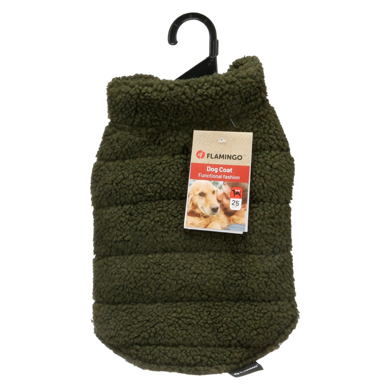 Flamingo Nado hundejakke grøn 25 cm - varm hundefrakke med fleece